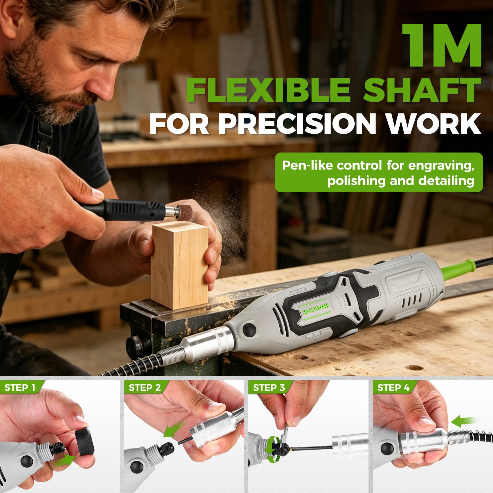 DESOON Outil Rotatif Multifonction 170 W: Outil Rotatif 126 Pièces Pour Bois/Métal, Kit De Forets Électriques Avec Arbre Flexible Pour Meulage, Gravure, Polissage, Nettoyage