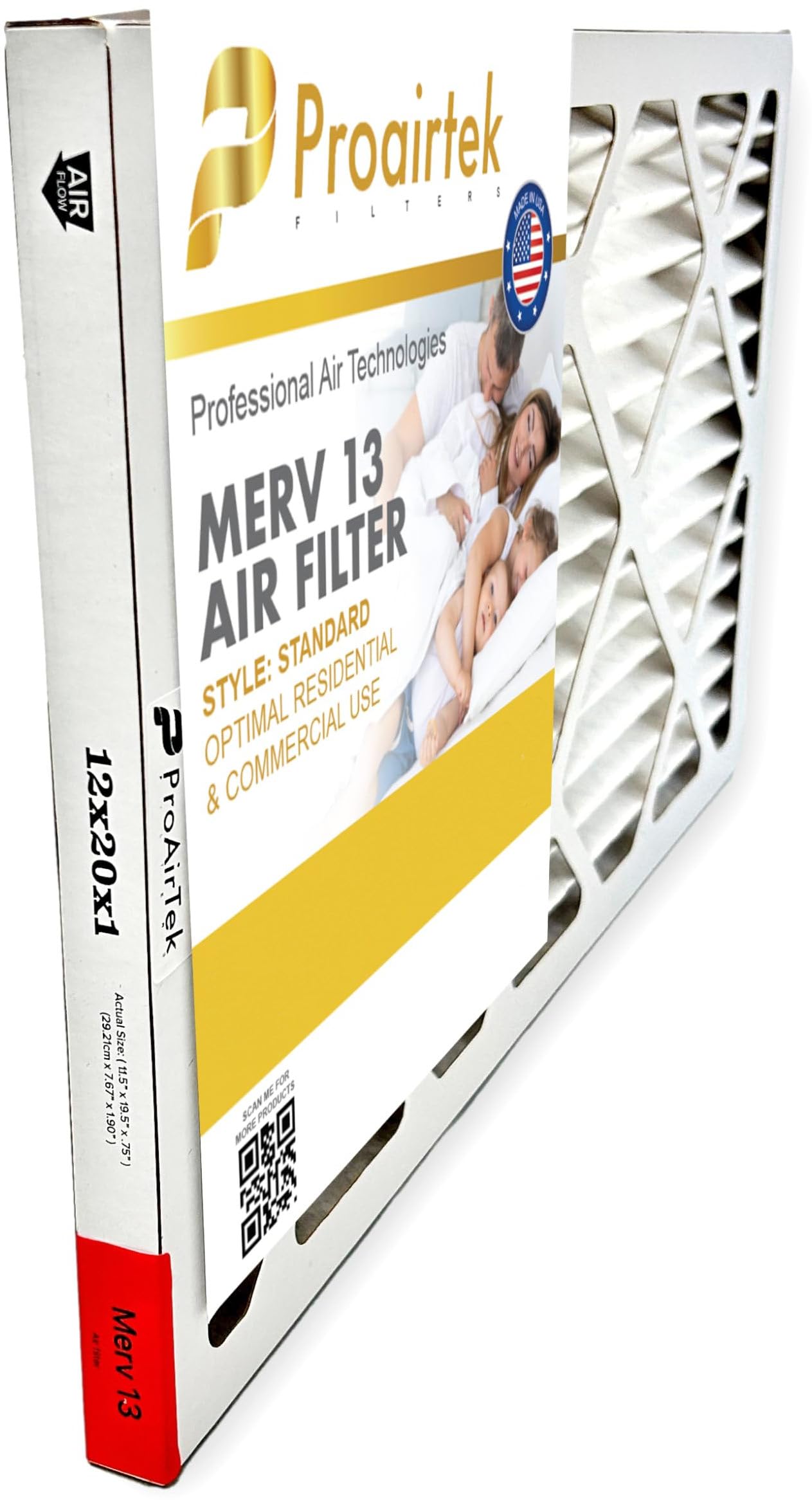 Proairtek AF12201M13SWH - Paquete de 4 filtros de aire MERV 13, modelo 12 x 20 x 1, ideal para cualquier persona que desee aire limpio y nítido en su hogar, captura partículas microscópicas