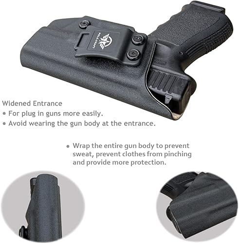 Miniatura 6 de IWB Funda de cuero Kydex compatible con Glock 19 19X 25 44 45 (Gen 3 4 5)  Glock 23 32 (Gen 3 4) Pistola - Cintura interior oculta para G19 G19X G23