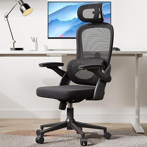 Miniatura 2 de SIHOO M102C Silla de oficina ergonómica de malla, silla de escritorio con respaldo alto con reposabrazos 3D, soporte lumbar arriba y abajo, silla