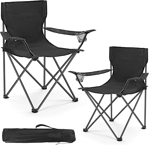 2 sillas de campamento ligeras, 300 lb, plegables, portátiles, de alta resistencia, con bolsa de transporte, diseño compacto para campamento, playa,