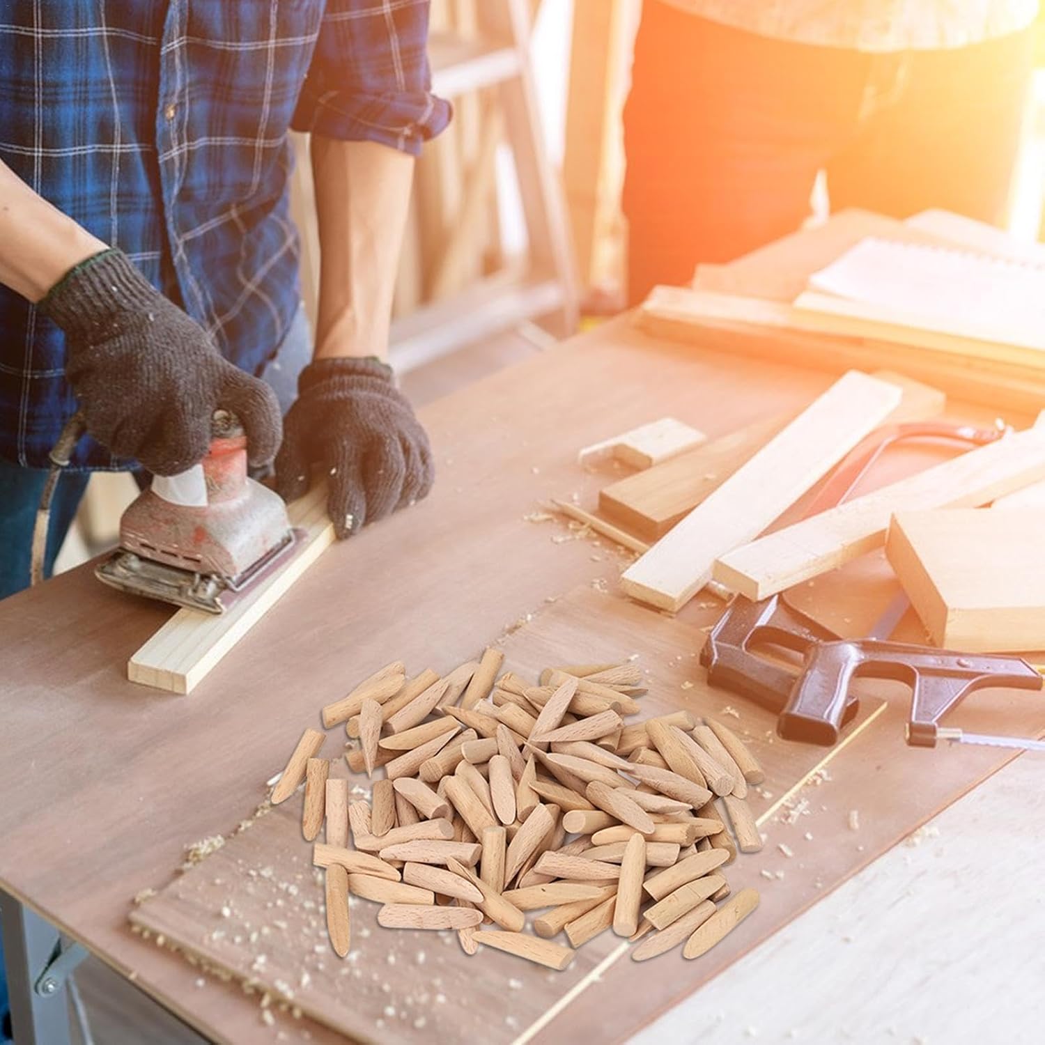 Assorted Wooden Dowels - Wood Plugs Dowel Rods | Wood Screw Hole Plugs | Dowels Pins for Furniture Repair | Wood Plugs for Screw Holes | 100 Wear-Resistant Household Hole Plugs | Hole Plug Set