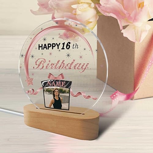Miniatura 4 de Regalos de cumpleaños personalizados, lámpara de noche LED acrílica, placa de bola de cristal, nombre de foto personalizado, regalos de cumpleaños