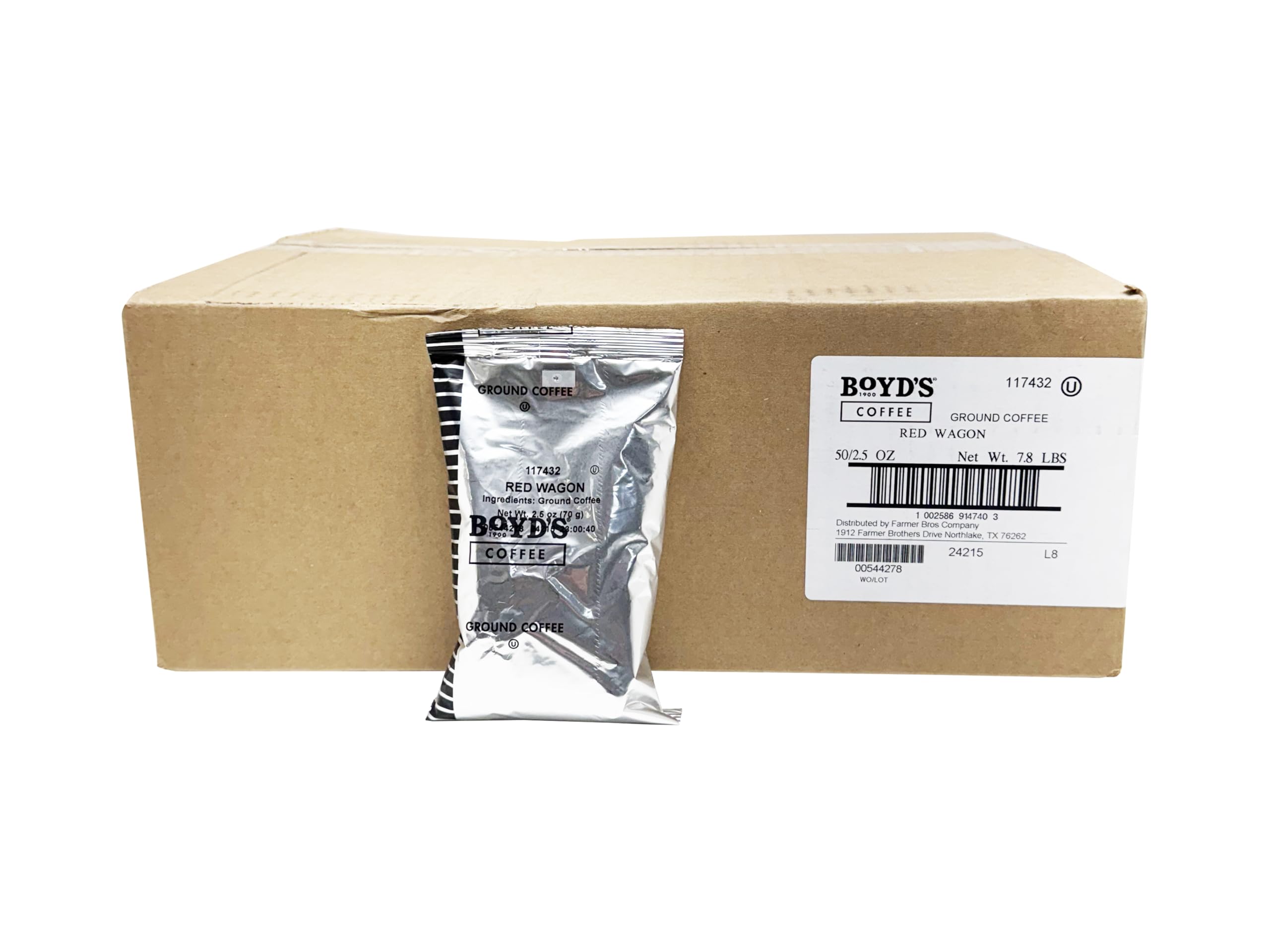 Boyd's Red Wagon Ground Coffee, 50/2.5oz Pre-Portioned Packets