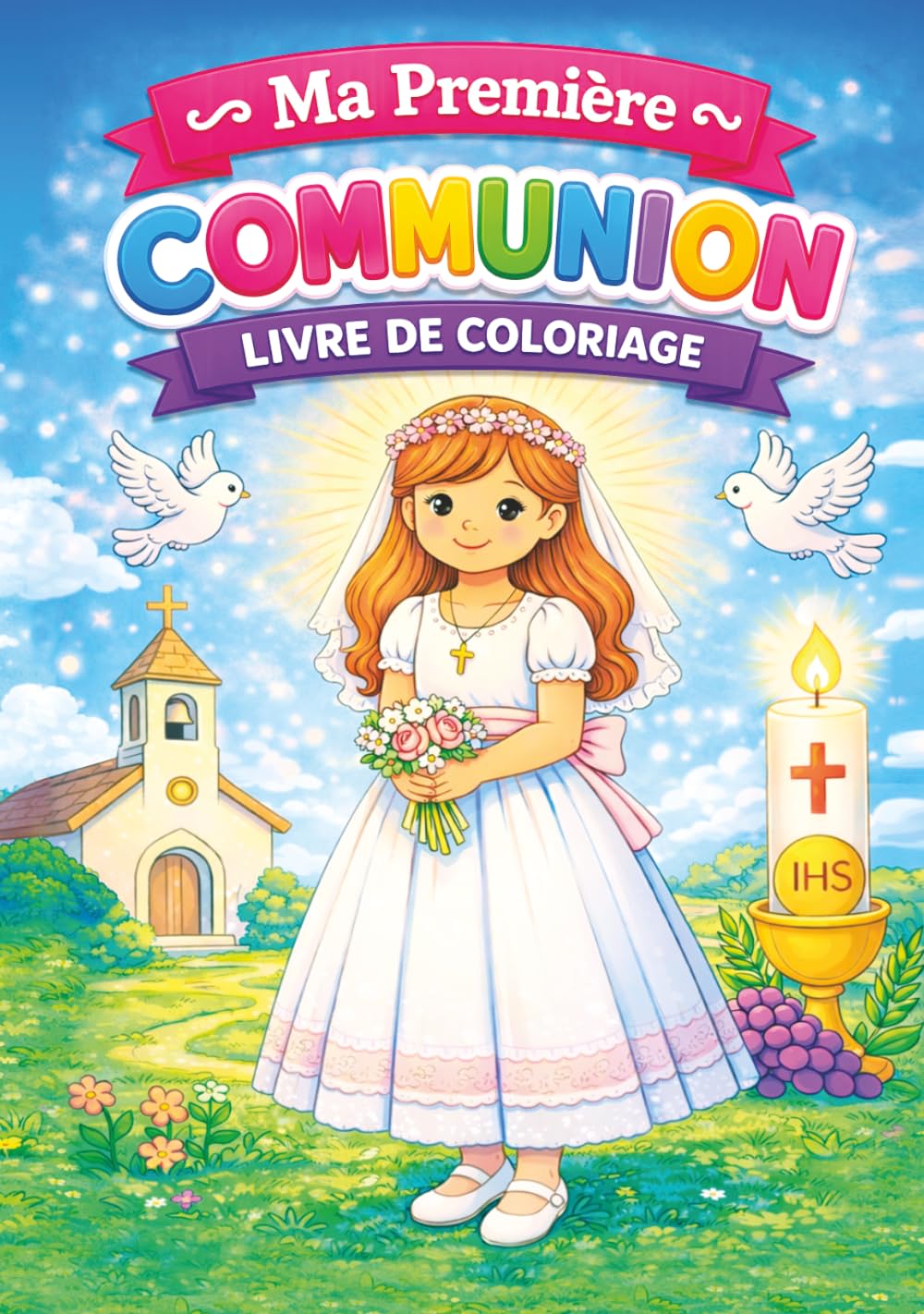 Ma Première Communion – Livre de Coloriage pour Fille : Jolis dessins inspirés de la foi pour enfants de 4 à 10 ans | Un cadeau souvenir spécial pour la Première Communion
