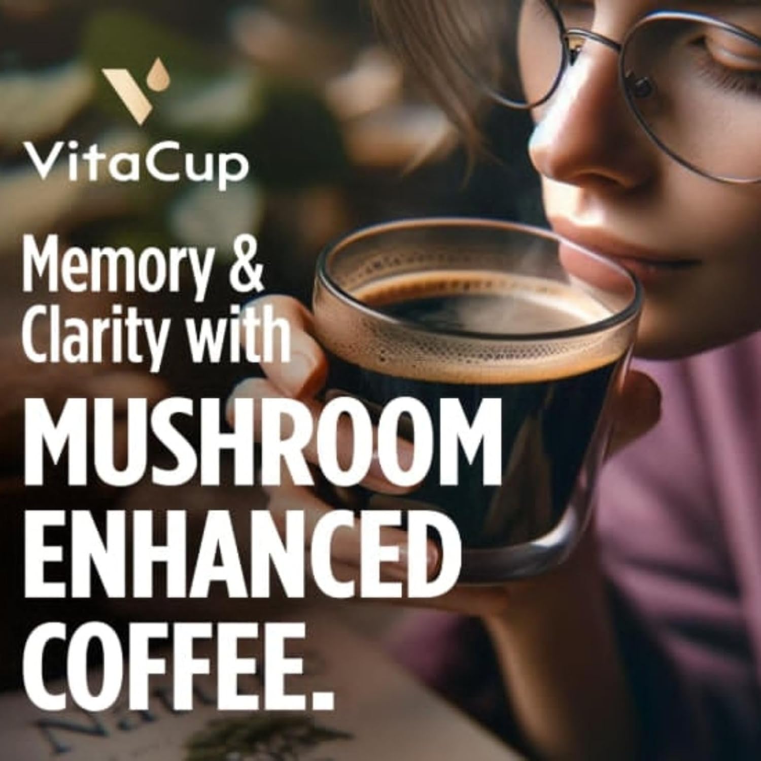 VitaCup Mushroom Coffee Pods, Boost Focus & Immunity w/Lions Mane, Chaga, B Vitamins, D3 for Memory & Clarity, Medium Roast, Single Serve Pod Compatible w/Keurig K-Cup Brewers,64 Ct