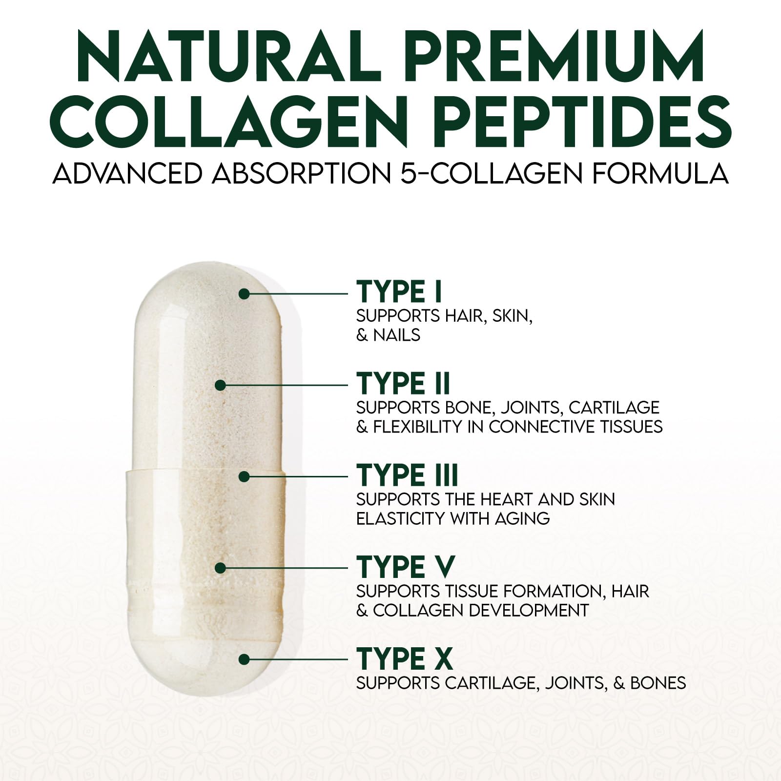 Multi Collagen Pills - Hydrolyzed Collagen Peptides Capsules for Women & Men - Types I, II, III, V, X Multi Collagen Complex - Hair, Skin & Nails Support Supplement - Bottled in the USA - 120 Capsules — Amazon image 3