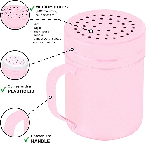 Miniatura 36 de CUSINIUM Salero de metal y pimienta, con asa, condimentos y especias con agujeros y tapas, 10 onzas, 2 piezas, estilo: mediano plateado,Negro