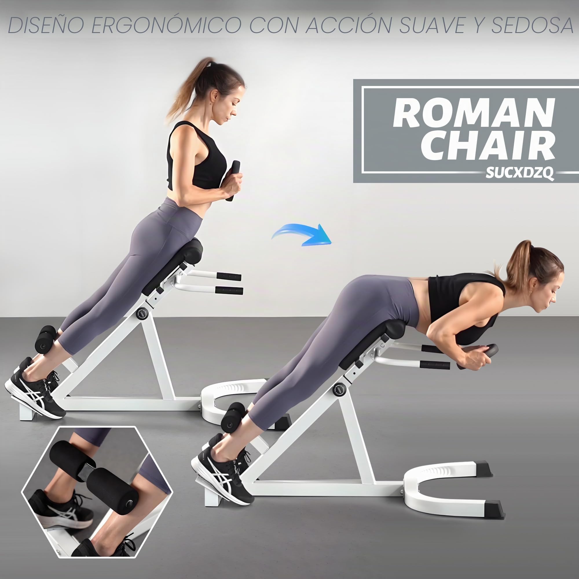 Máquina de extensión de respaldo de silla romana, banco de hiperextensión con ajuste dual de altura de ángulo, banco de ejercicio de espalda para gimnasio en casa