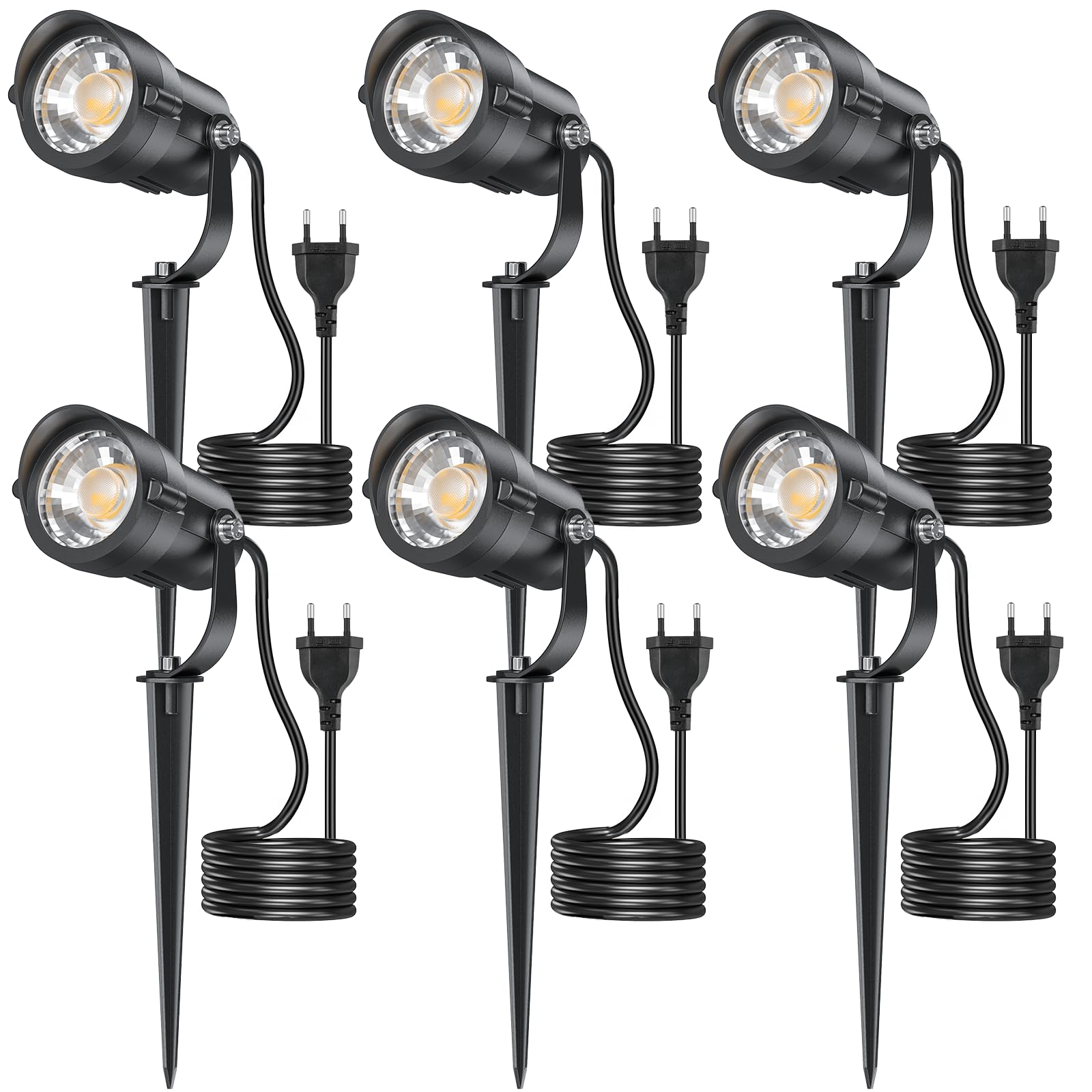 HIBOITEC LED Gartenstrahler mit Erdspieß 12W 1300lm, IP65 Wasserdicht 270° Schwenkbar Pflanzenstrahler Gartenbeleuchtung Rasenlicht, 5000k Kaltweiß Gartenleuchte für Garten Terrasse Außenbereich