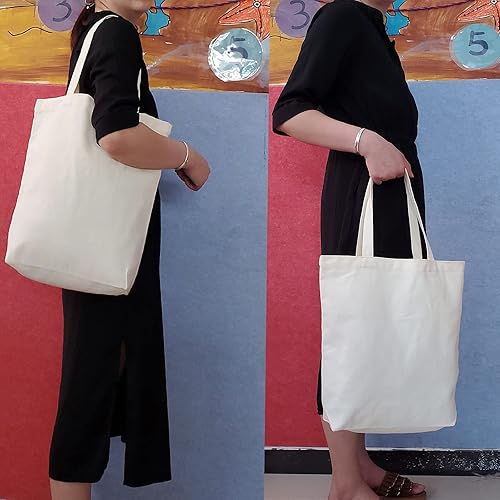 Miniatura 6 de Veyist 4 bolsas de lona grandes reutilizables, bolsas de lona multiusos en blanco, adecuadas para proyectos de bricolaje, comestibles, compras.