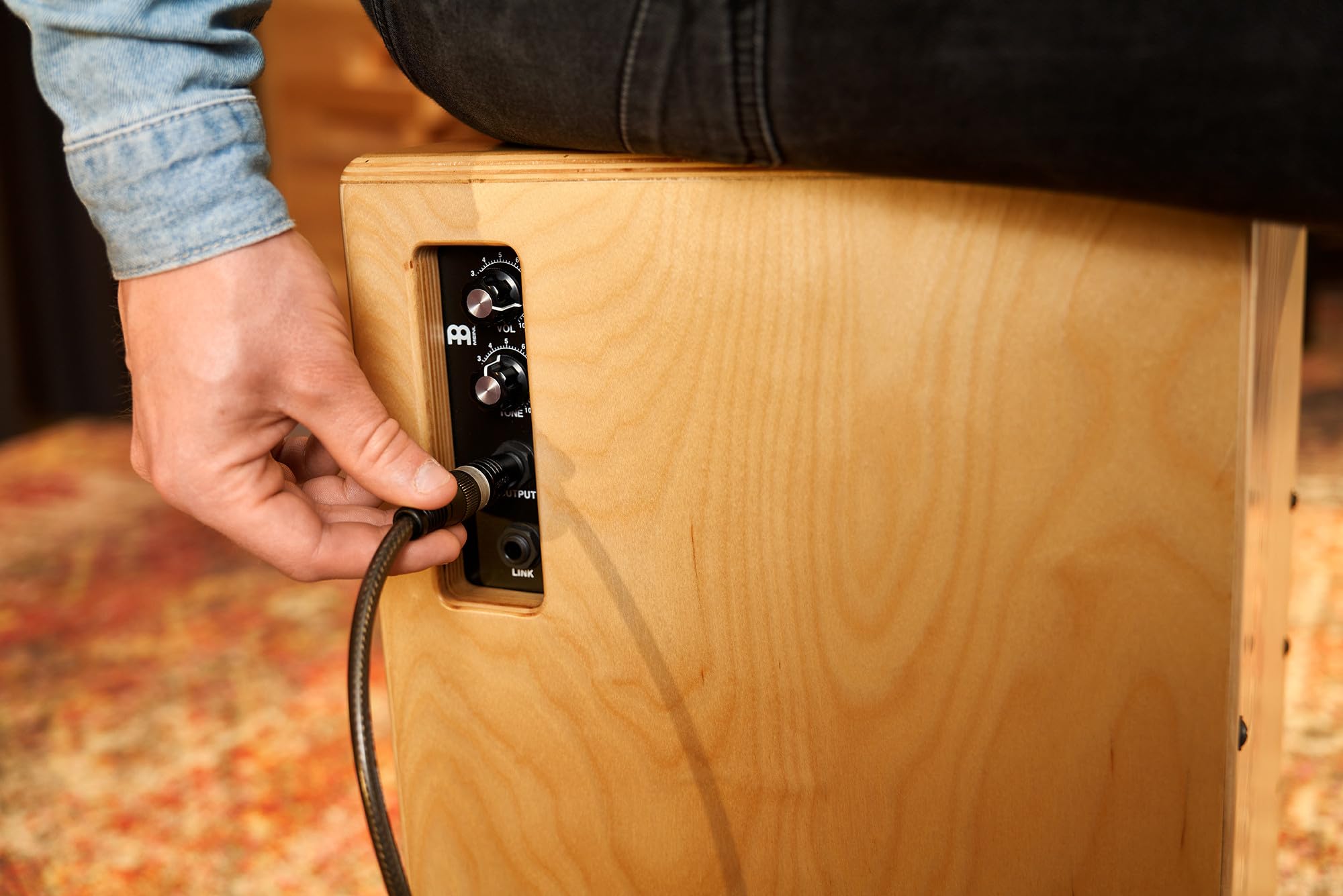 Meinl Percussion Pickup Woodcraft Cajon - Grande Drum Box con Pickup, Rullante e Basso - Superficie di Suono in Betulla del Baltico (PWC100B)