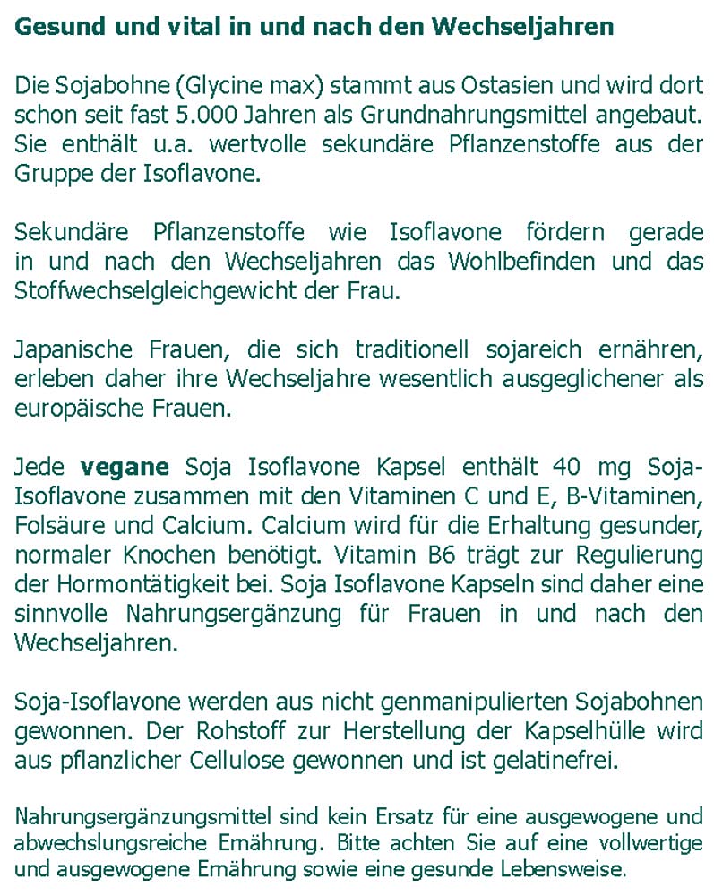 Soja Isoflavone 40 mg vegane Kapseln 200 Stk.