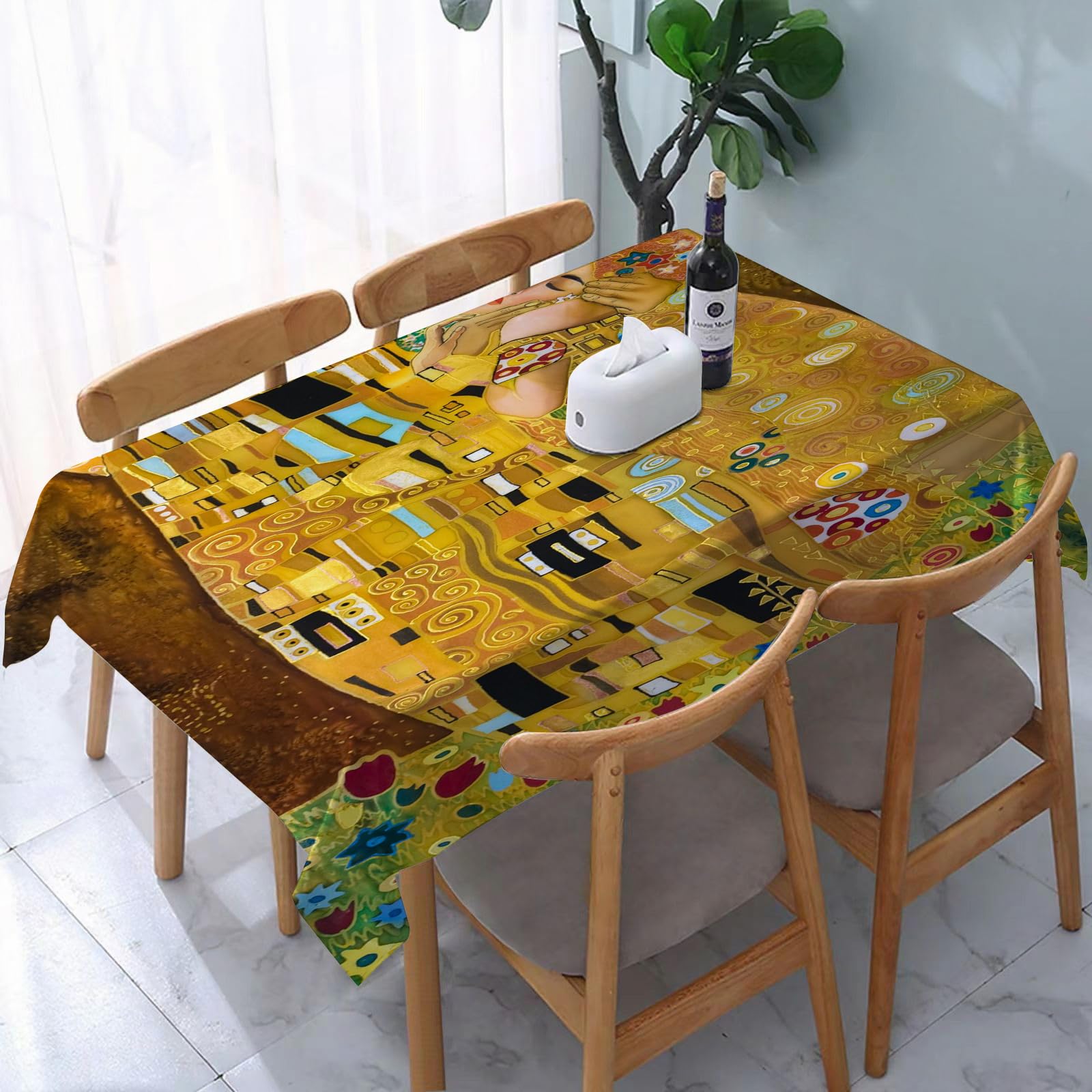 Yoiue Klimt Inspired Abstract Art Batik Painting O - A10 Tablecloth,Table Cloth For Rectangle,Klimt Inspired Abstract Art Batik Painting On The Grounds Of Gustav Kl,Wrinkle Resistant Decorative Table Cover For Kitchen Dining Parties Picnic 54 X 72 In