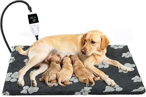 Almohadilla térmica de parto para perros y gatos, cama térmica para cachorros con temperatura ajustable para cachorros recién nacidos, alfombrilla