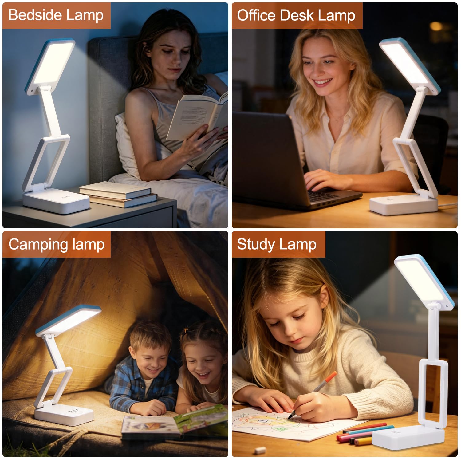 Lampada da Tavolo,LED Lampada da Scrivania Senza Fili, Lampada da Comodino Portatile Dimmerabile,2400mAh Ricaricabile Batteria Lampada Scrivania bambini, Lampada Comodino Camera da Letto