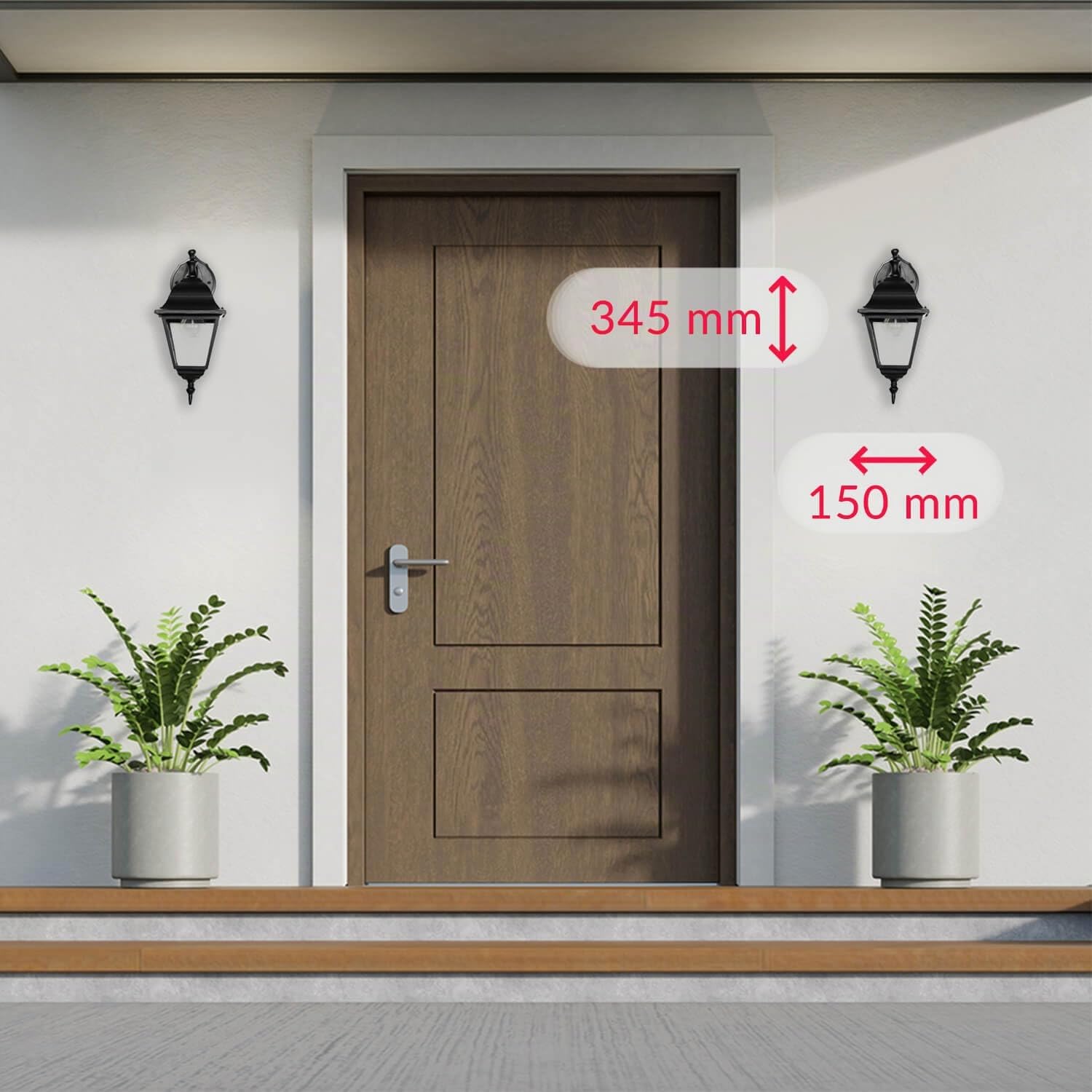 Applique da esterno in vetro alluminio nero IP44 da esterno L:15 cm E27 a sospensione lanterna da parete country house terrazza giardino TIROL