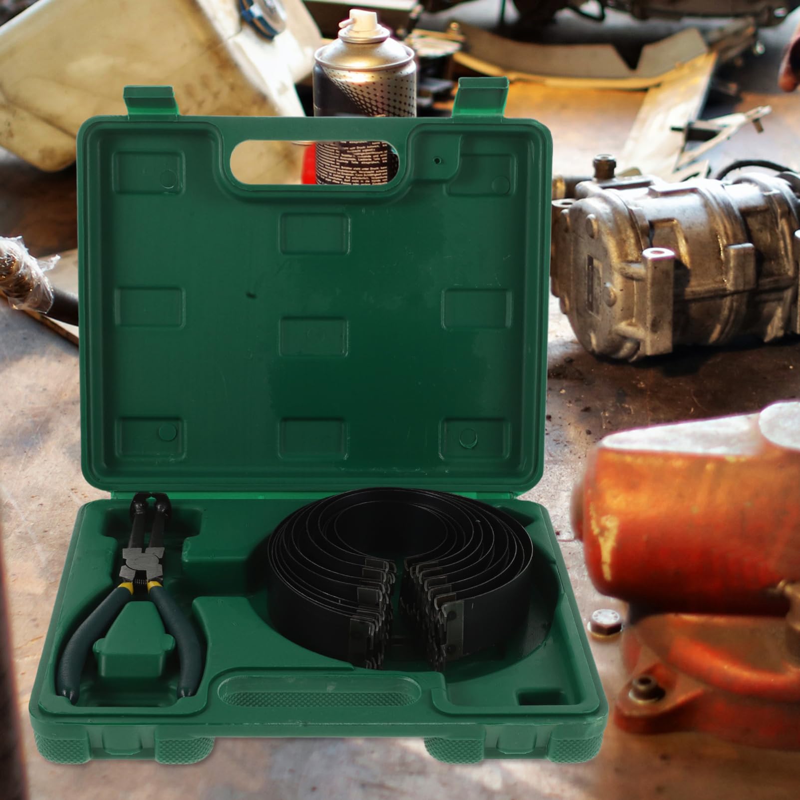 Kit di Strumenti per Compressione Fasce Elastiche Auto Attrezzi Installazione Pistoni Motore Pinze Manuale Resistente Vari Dimensioni Applicazioni Fai da Te Meccanico
