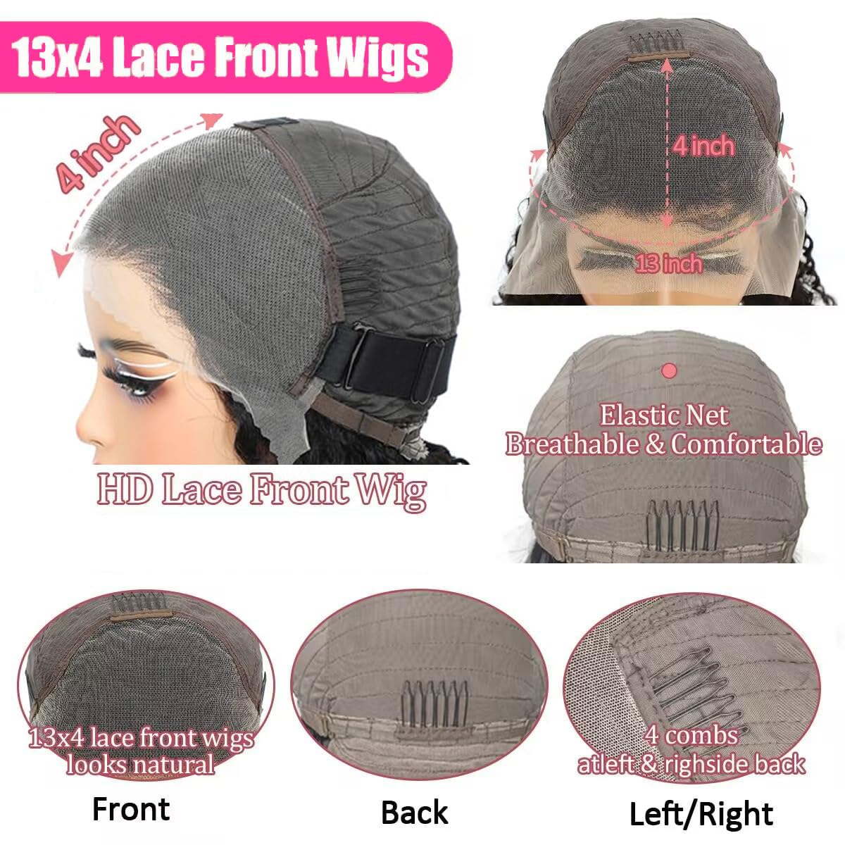 Curly Bob Wig Human Hair Deep Curly Wigs for Black Women 13x4 Lace Front Bob Wigs Human Hair Short Curly Bob Wig with Natural Hairline 10 Inch