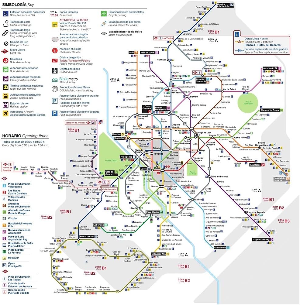 Amazon.com - Madrid Subway Map Poster - Canvas - Perfect for Train ...