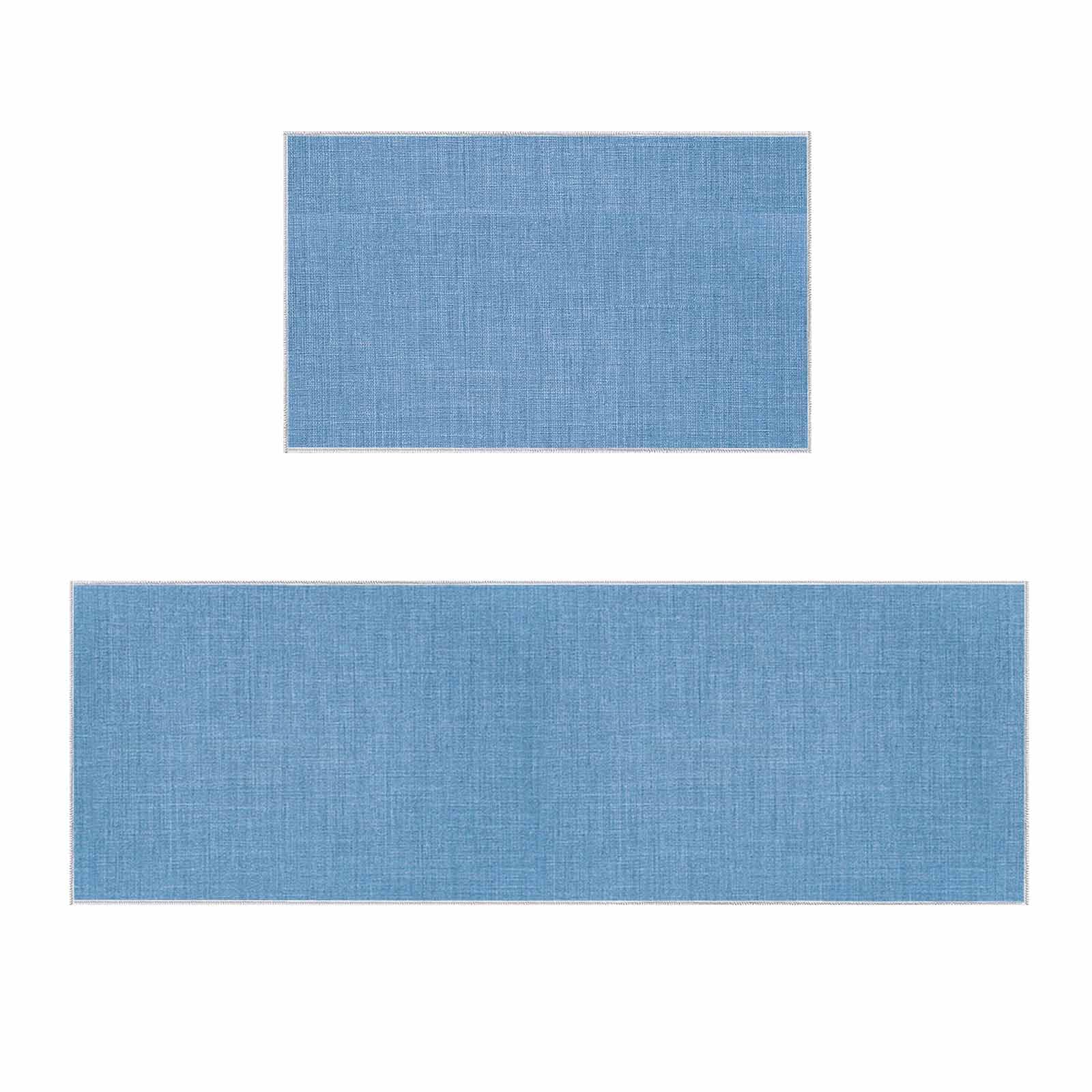 Tapis de cuisine en toile de jute bleu rustique (lot de 2 antidérapants)