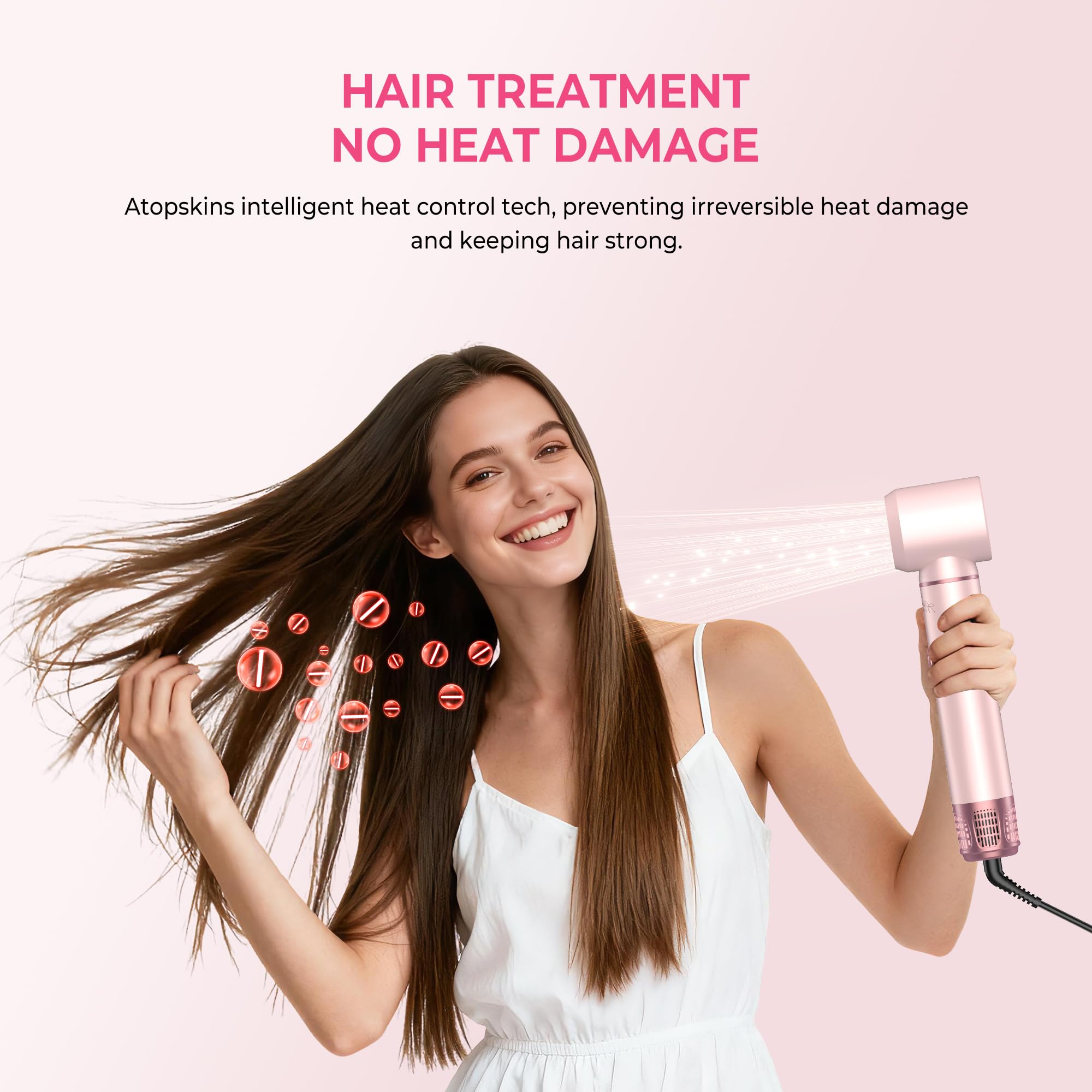 Atopskins Air Styler Brosse Soufflante 5 in 1, Seche Cheveux Ionique, Air Boucleur a Cheveux, Hair Styler Brosse Soufflante Brushing, Brosse Lissante, Pour Cheveux Bouclés, Sécher les Cheveux