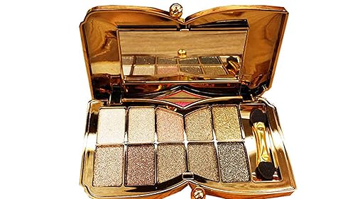 Bernecy - Paleta de sombra de ojos con purpurina, 10 colores brillantes y altamente pigmentados, juego de maquillaje de larga duración dorado (Tipo