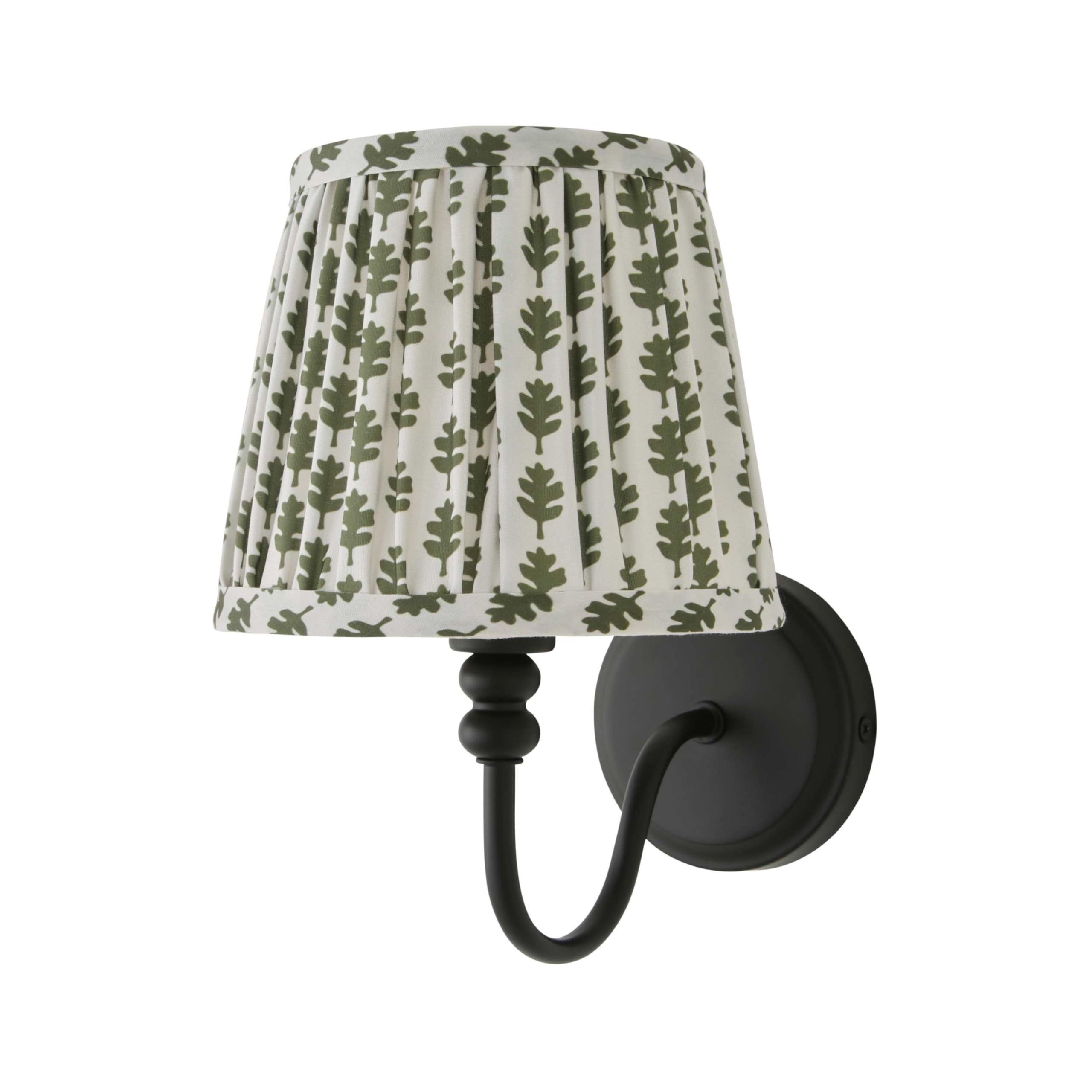 ValueLights | Binky Black Rechargeable Wall Light with Green Floral Shade | Wall Light, Home Décor & Improvement Essential
