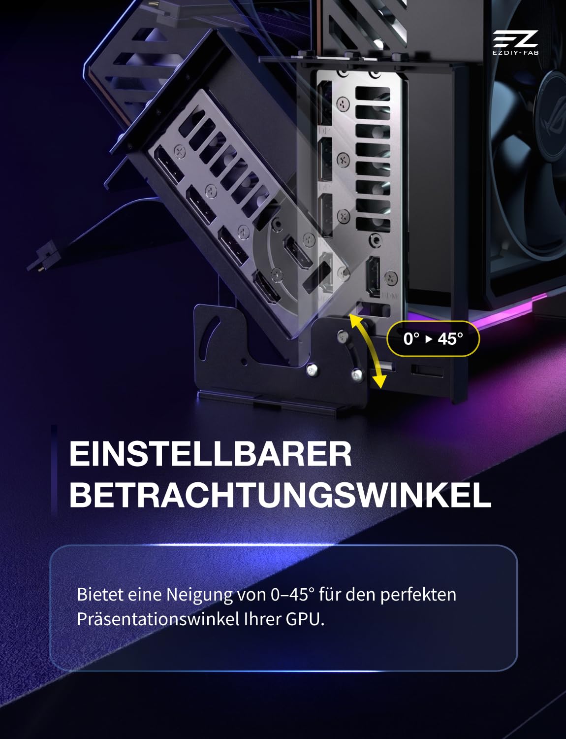 EZDIY-FAB AH18 PCIe 5.0 ARGB Multiwinkel Vertical GPU Mount Kit,Schwarz