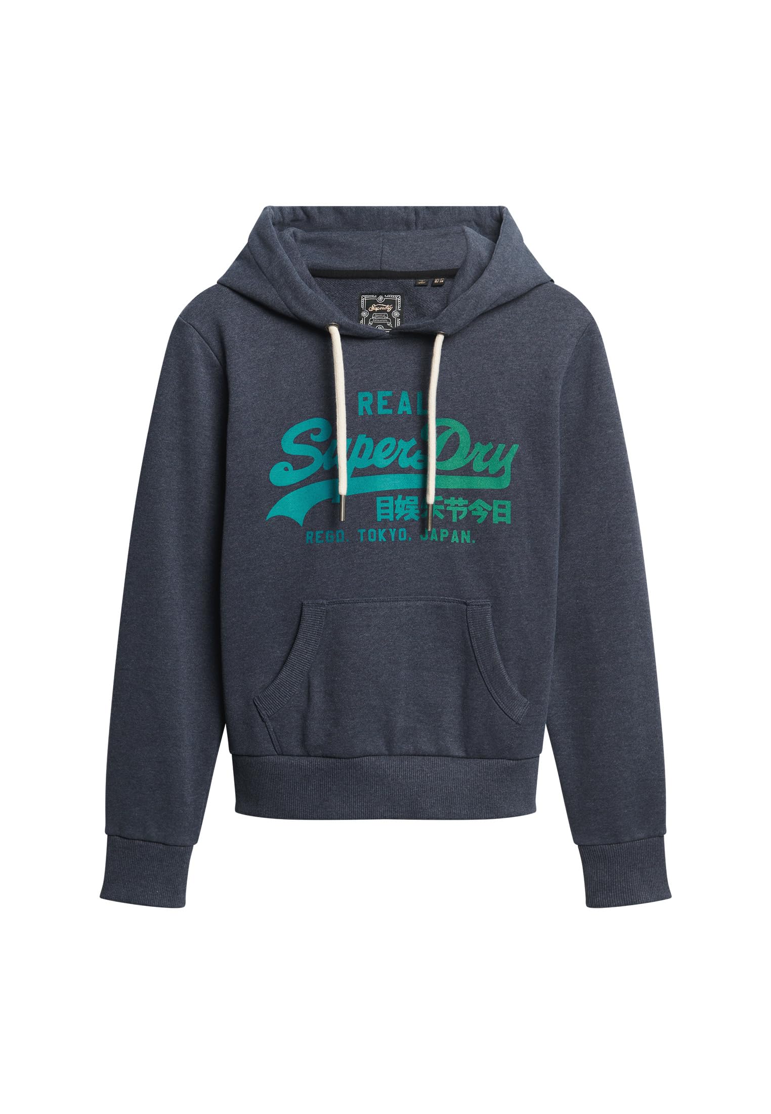 Superdry Women's Indigo Marl Tonal Vl Graphic Hoodie 12 Sweatshirt, Uk 12