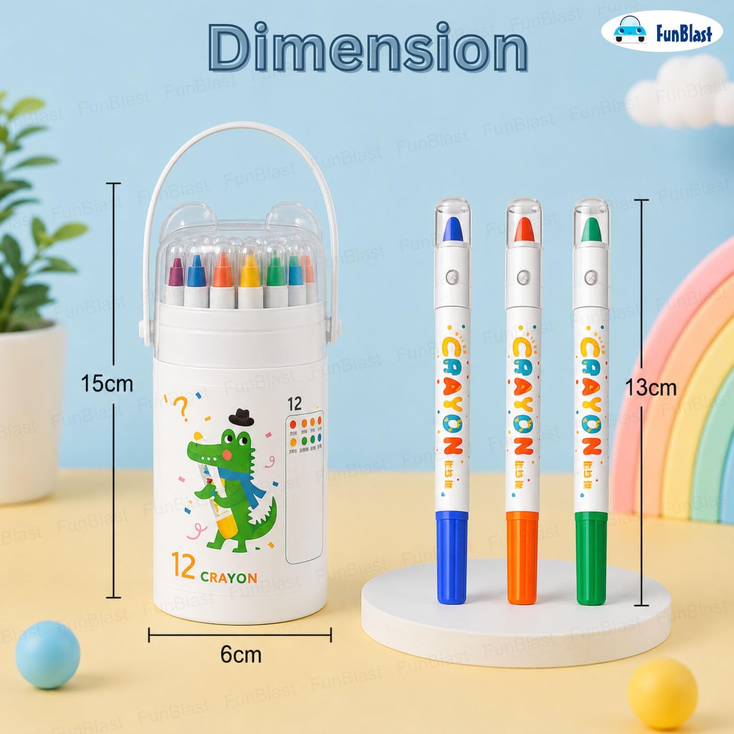 FunBlast Crayons for Kids - 12 Shades Art Set -2