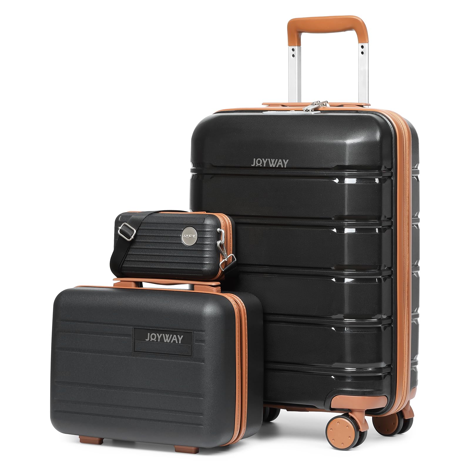 Joyway Juego de Maletas 3 Piezas, Maleta de Cabina 20'' Rígida ABS+PP, Ultraligera con Ruedas Multiángulo Spinner, Cerradura TSA, Incluye Neceser y Bandolera