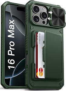 Vihibii for iPhone 16 Pro Max Case Wallet with Card Holder (4 Cards), Green