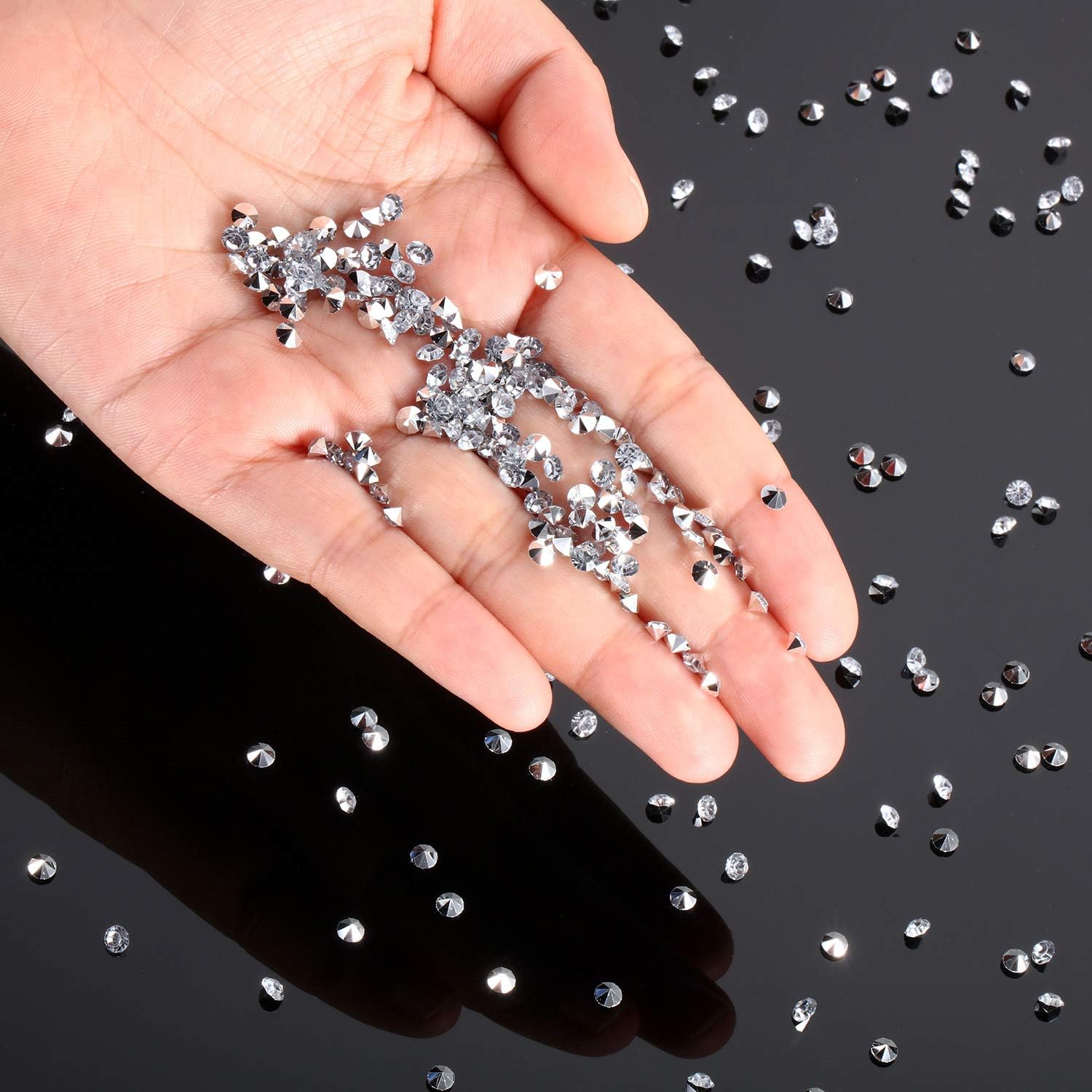 10000 Clear Wedding Table Scatter Confetti Crystals Acrylic Diamonds Rhinestones for Table Centerpiece Decorations Wedding Decorations Bridal Shower Decorations Vase Beads (Silver, 4 MM) - Image 3