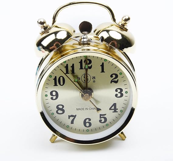 Manual Wind Up Alarm Clock, Horseshoe Mechanical Alarm Clock Manual Wind Up Metal Clock Cute Bell for Bedroom