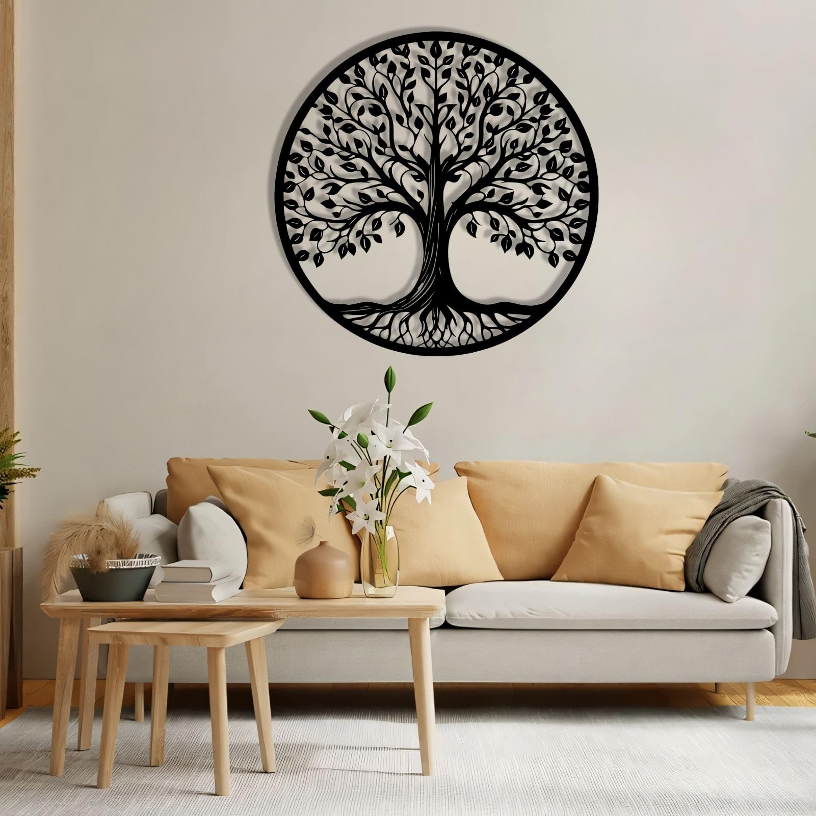 Tree of Life Metal Wall Art,Tree of Life Wall Art,Metal Tree of Life Wall Decor, Metal Tree Wall Art,Family Tree Wall Decor,Black Large Metal Wall Decor for Living Room,Bedroom,Dining Room