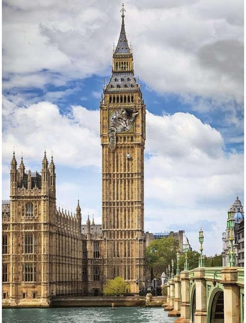 Ravensburger 1500 Piece Puzzle Findus am Big Ben, Cardboard & Linen, Jigsaw, Cartoon Style, 1500 Pieces, 80 x 60 cm, Ages 14+