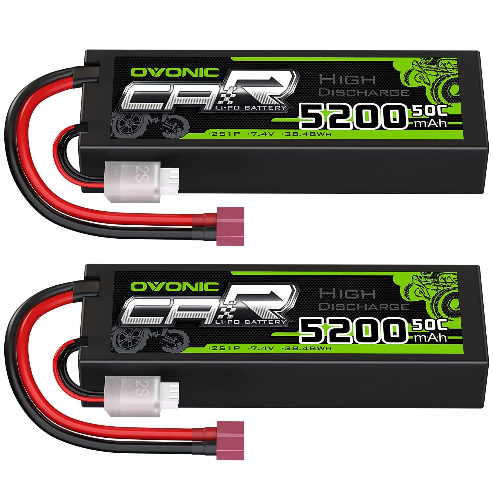 OVONIC RC Akku 2S 7.4V 5200mAh 50C Deans T Stecker Hardcase LiPo Batterie Zellen
