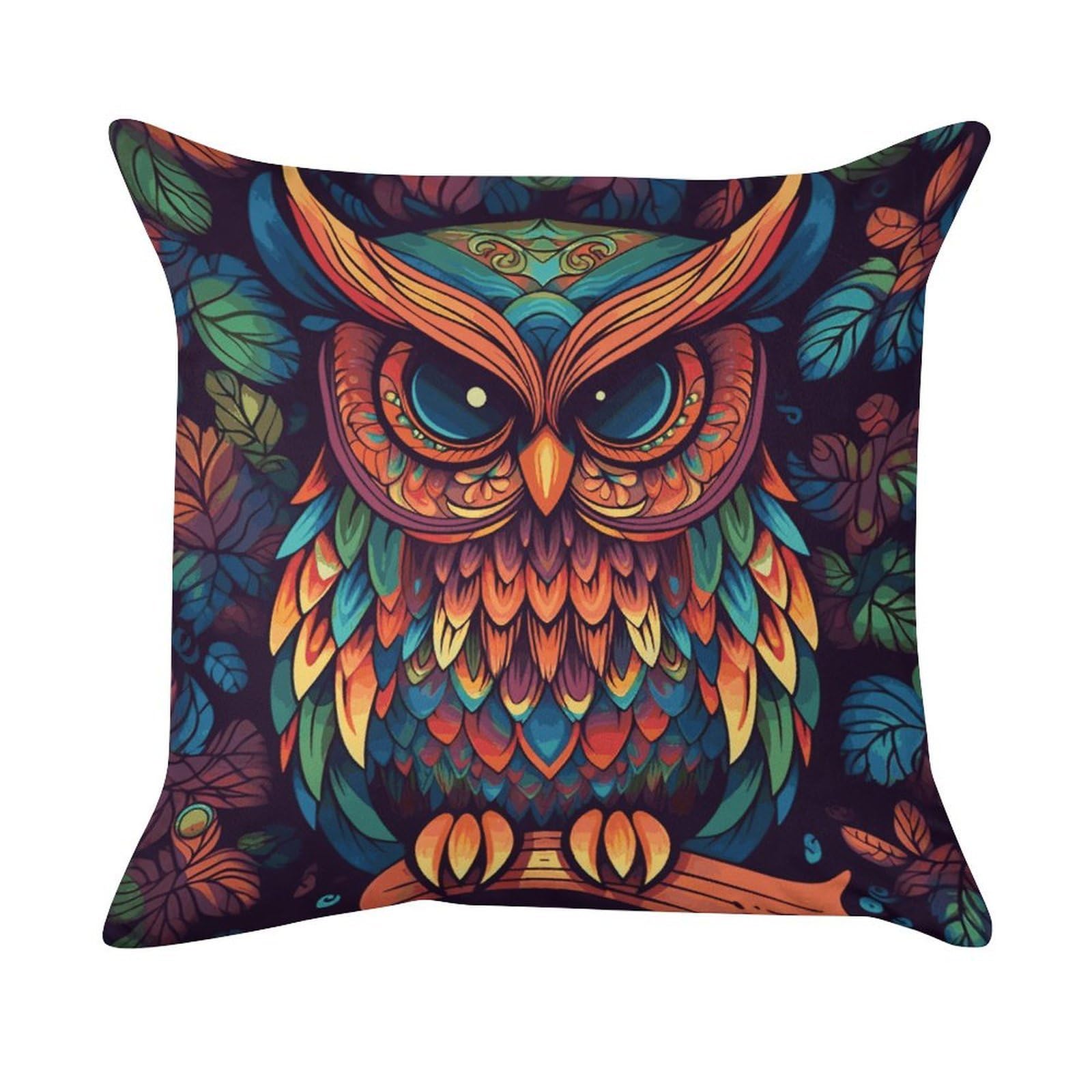 MUSM Color Owl Pattern Throw Pillow Cover Standard Pillowcases with Invisible Zipper Luxury Cozy Velvet Pillow Shams Ultra Soft Lumbar Pillows Shells Decorative Square Cushion Cases
