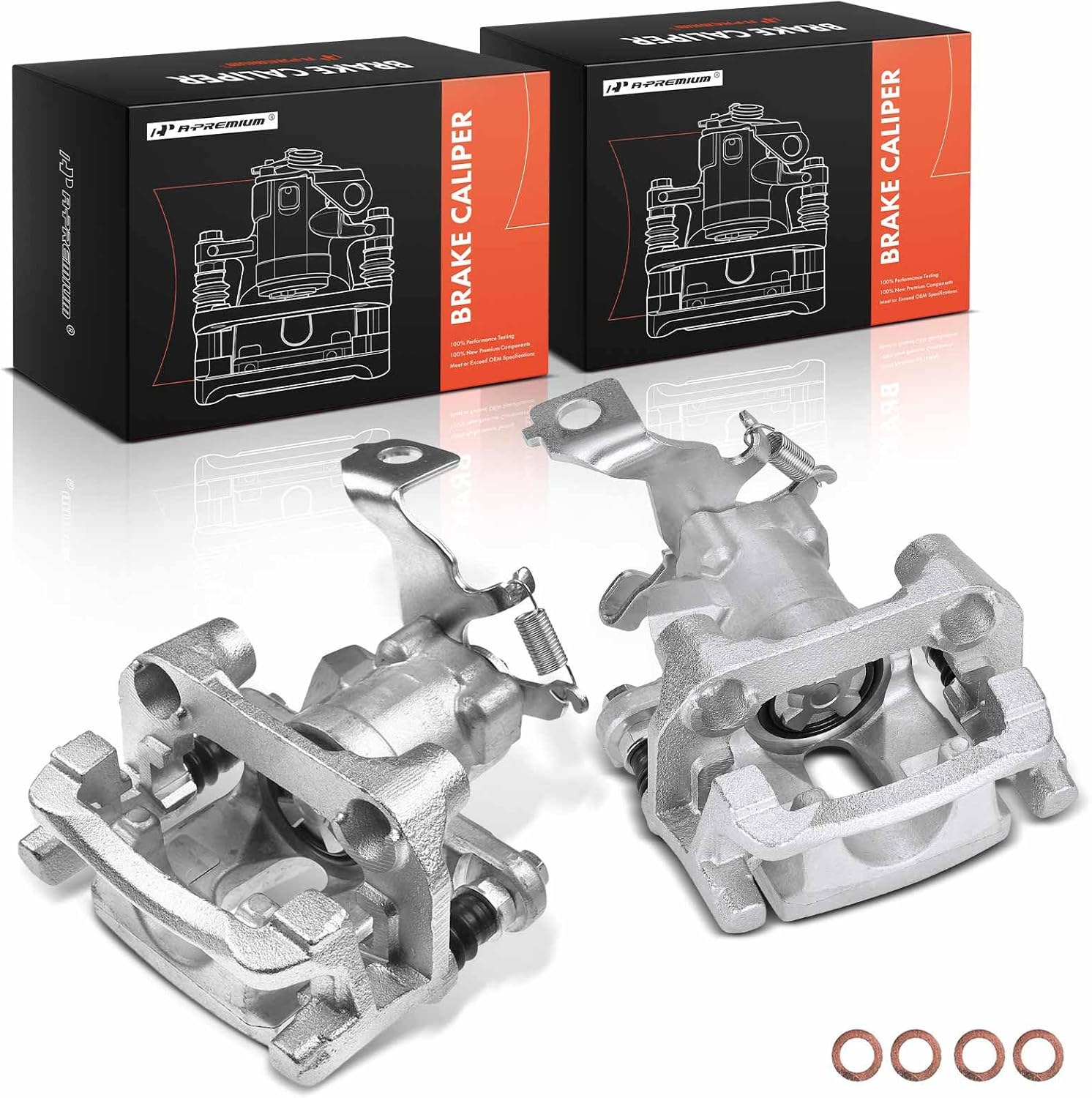 A-Premium Disc Brake Caliper Assembly with Bracket Compatible with Select Lexus Models - CT200h 2011 2012 2013 2014 2015 2016, L4 1.8L - Rear Driver and Passenger Side, 2-PC Set