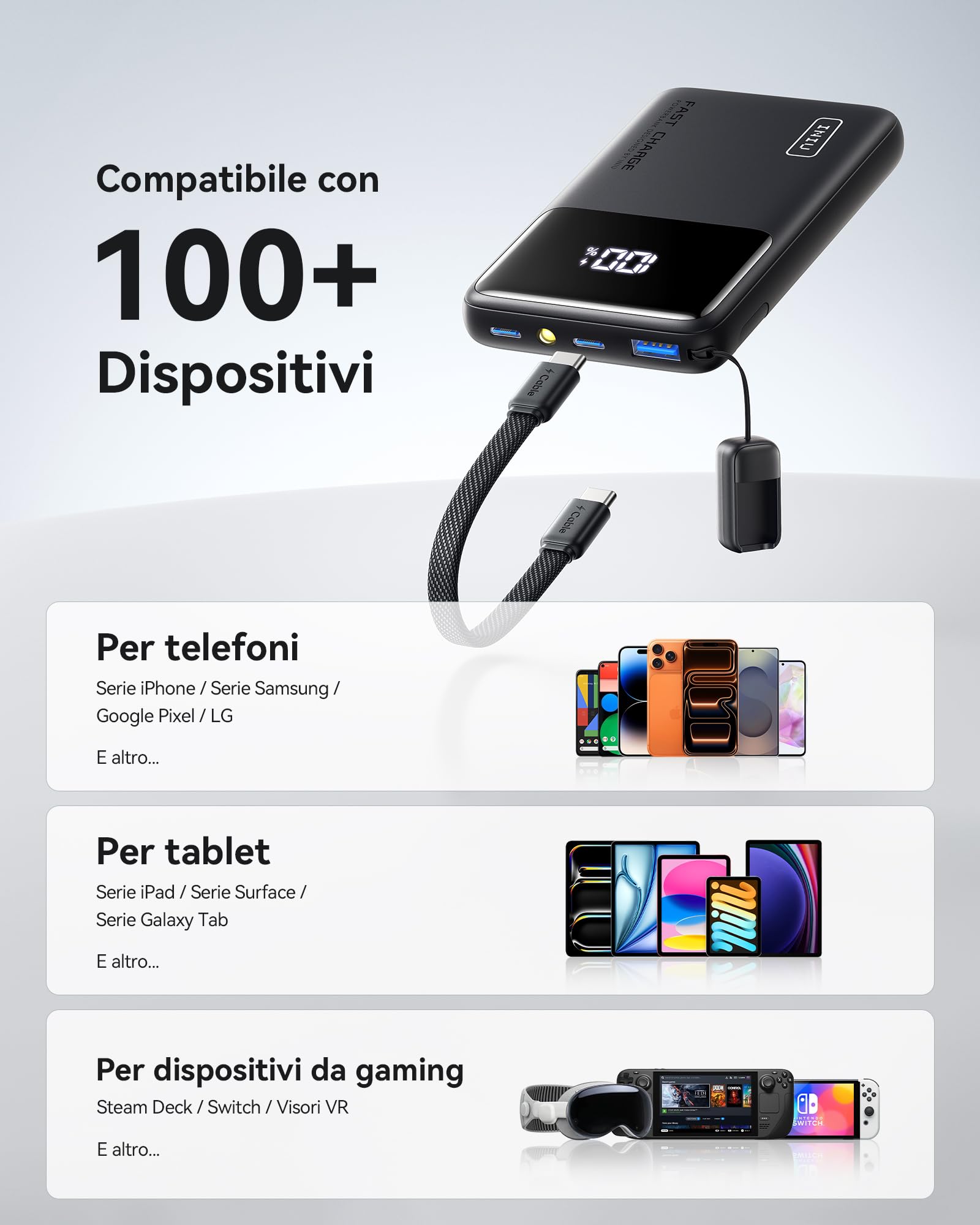 INIU 45W Power Bank, 10000mAh Il Più Leggero Ricarica Rapida Powerbank, PD3.0 QC4.0 USB C Input & Output Caricatore Portatile per iPhone 17 16 15 14 13 Pro Max Mini Plus Samsung Huawei iPad Pro