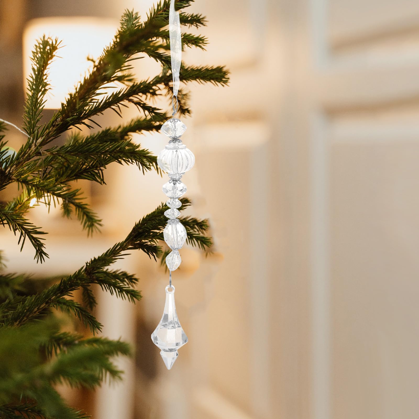 Toyvian 16 Stück Transparente Acryl Tropfenhänger für Weihnachtsbaum | Leicht, Bruchsicher Gefertigt, für Innenraumdeko und Festliche Tischarrangements, Klare Form, Elegant
