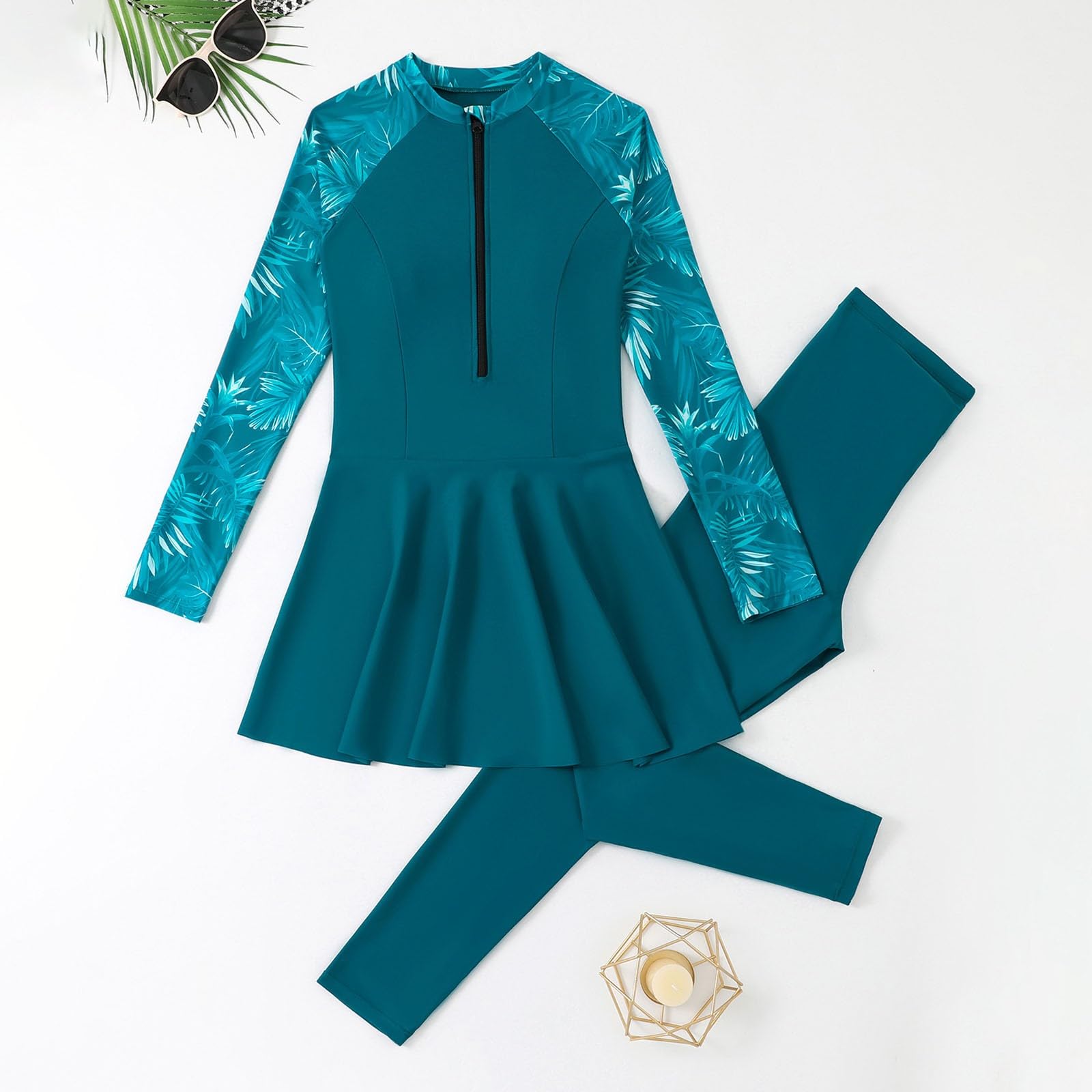 Burkini Costume Donna Musulmana Maniche Lunghe Costume da Bagno Islamico Modest Full Cover Elegante Swimsuit Beachwear Estive
