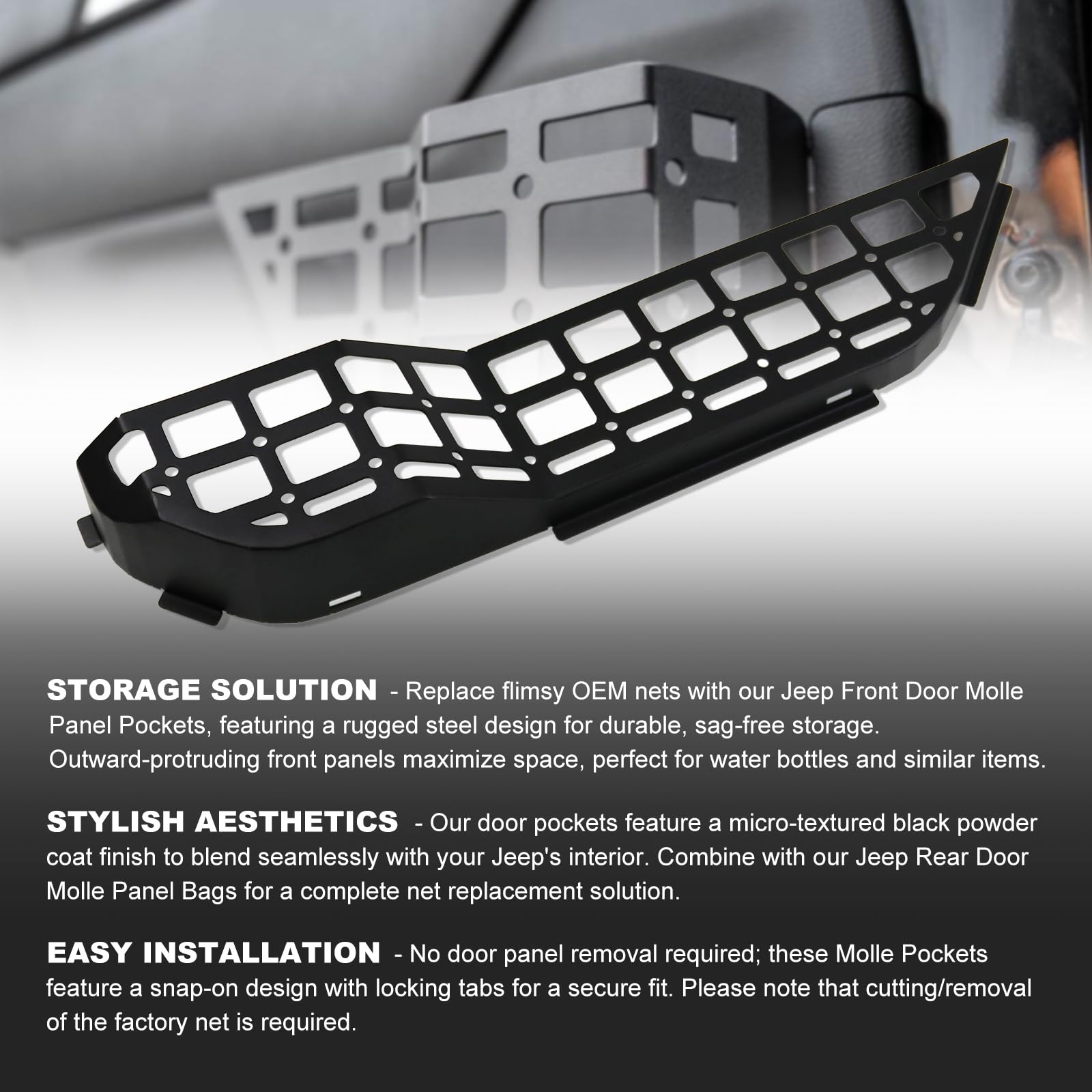 Gladiator Panel Racing Jeep Wrangler Molle Panels RYANSTAR RACING Steel Front Door Molle ...