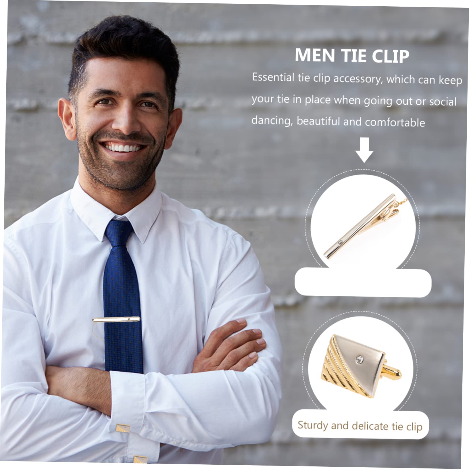 FRCOLOR Goldene Manschettenknackklammer Goldene Krawattenclip Krawattenklammern Für Männer Einzigartig Krawattenstangen Für Männer Schlüssel Krawattennadel Für Hemd Legierung