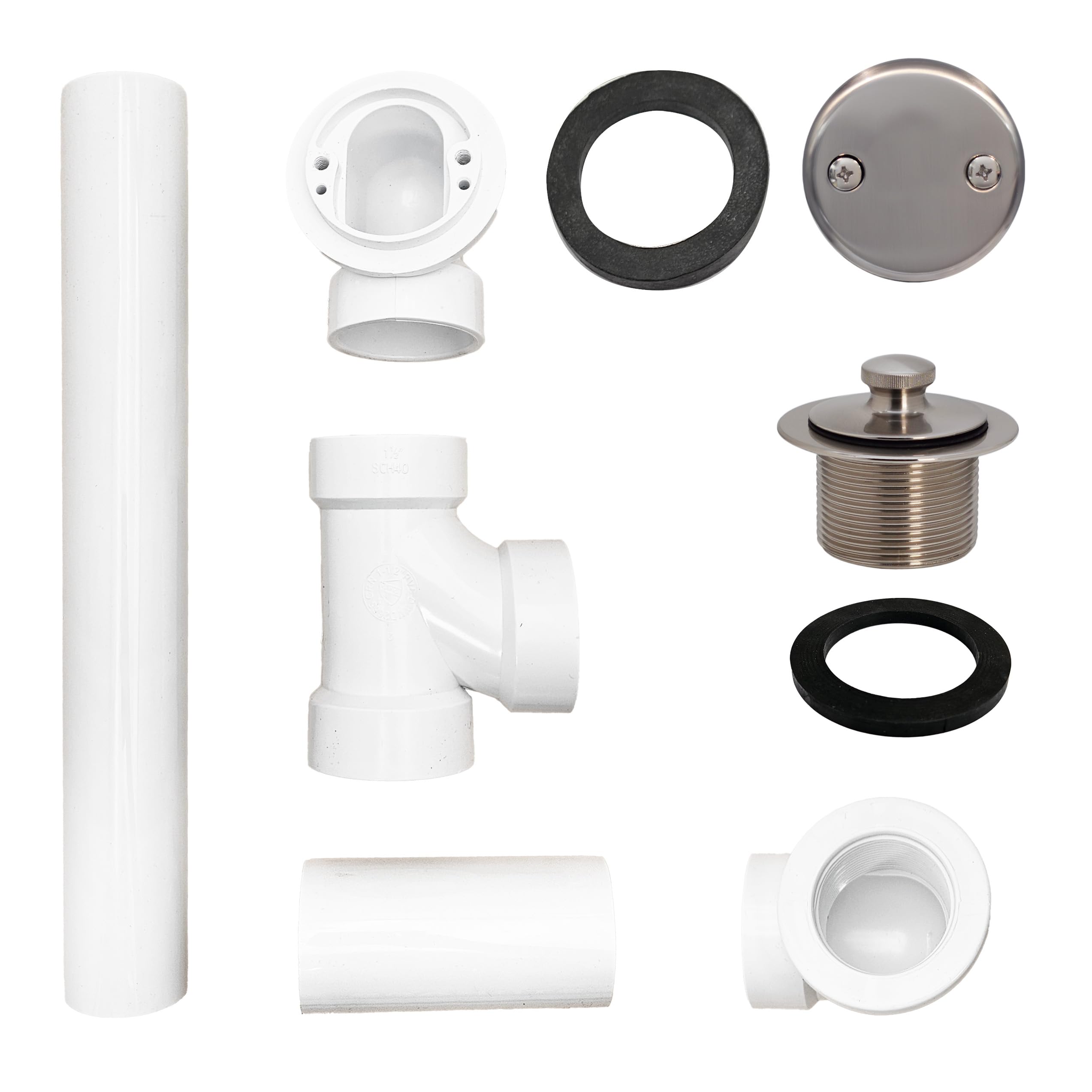 Westbrass D4972 Pull & drenaje SCH. 40 PVC codo de desagüe de bañera con dos