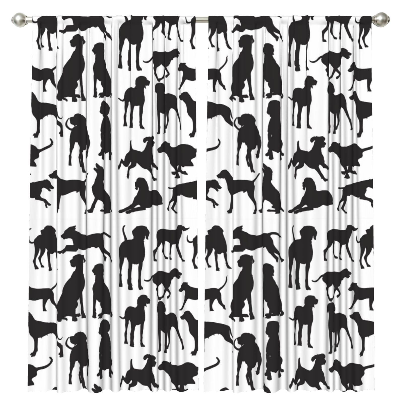 InOmak Weimaraner Dog Sketch, 2 Panels Window Curtains 52 x 84 Inch Blackout Curtains for Living Room Bedroom