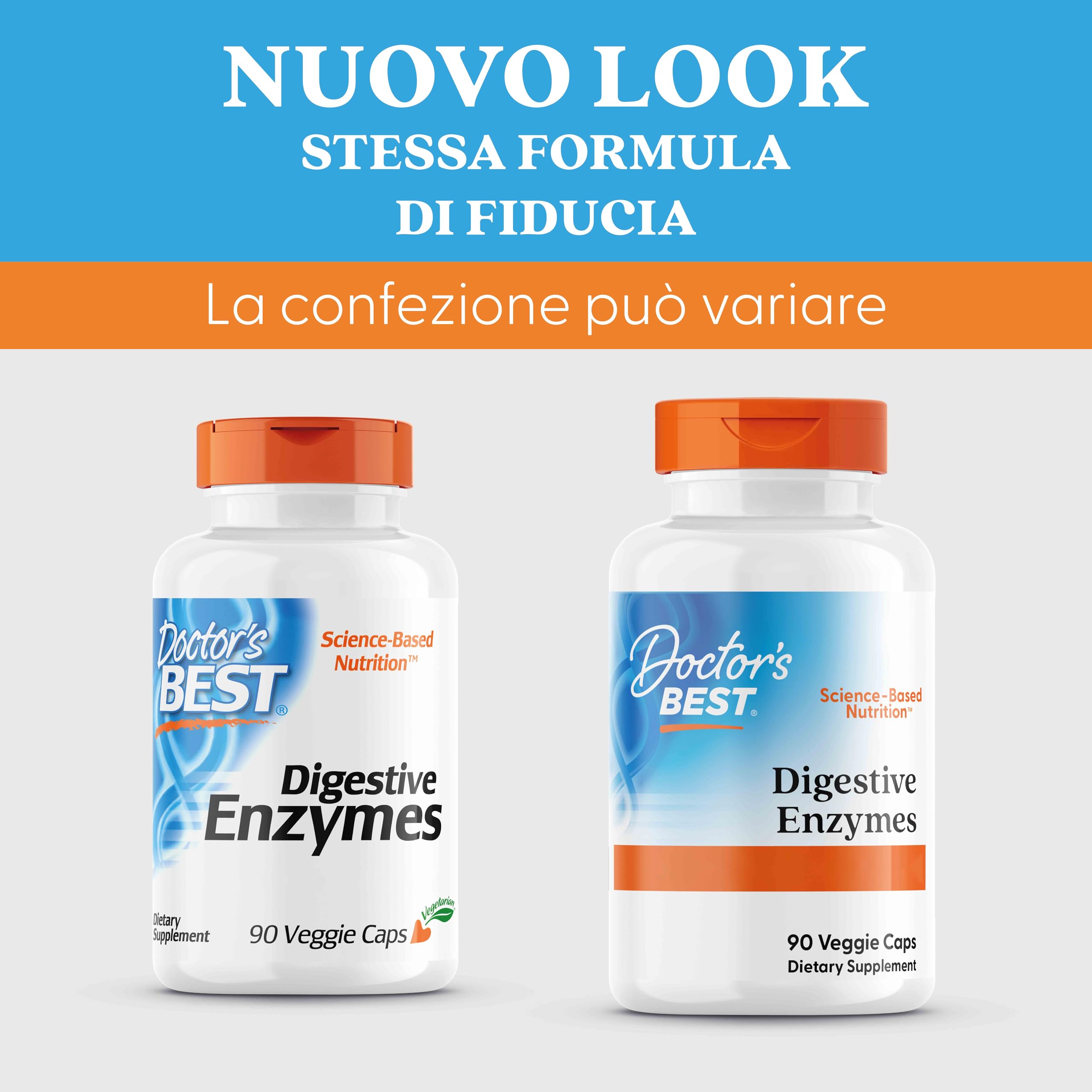 Doctor's Best, Digestive Enzymes (Enzimi Digestivi), 90 Capsule vegetali, Mix di Enzimi, Testato in Laboratorio, Senza Glutine, Senza Soia, non OGM
