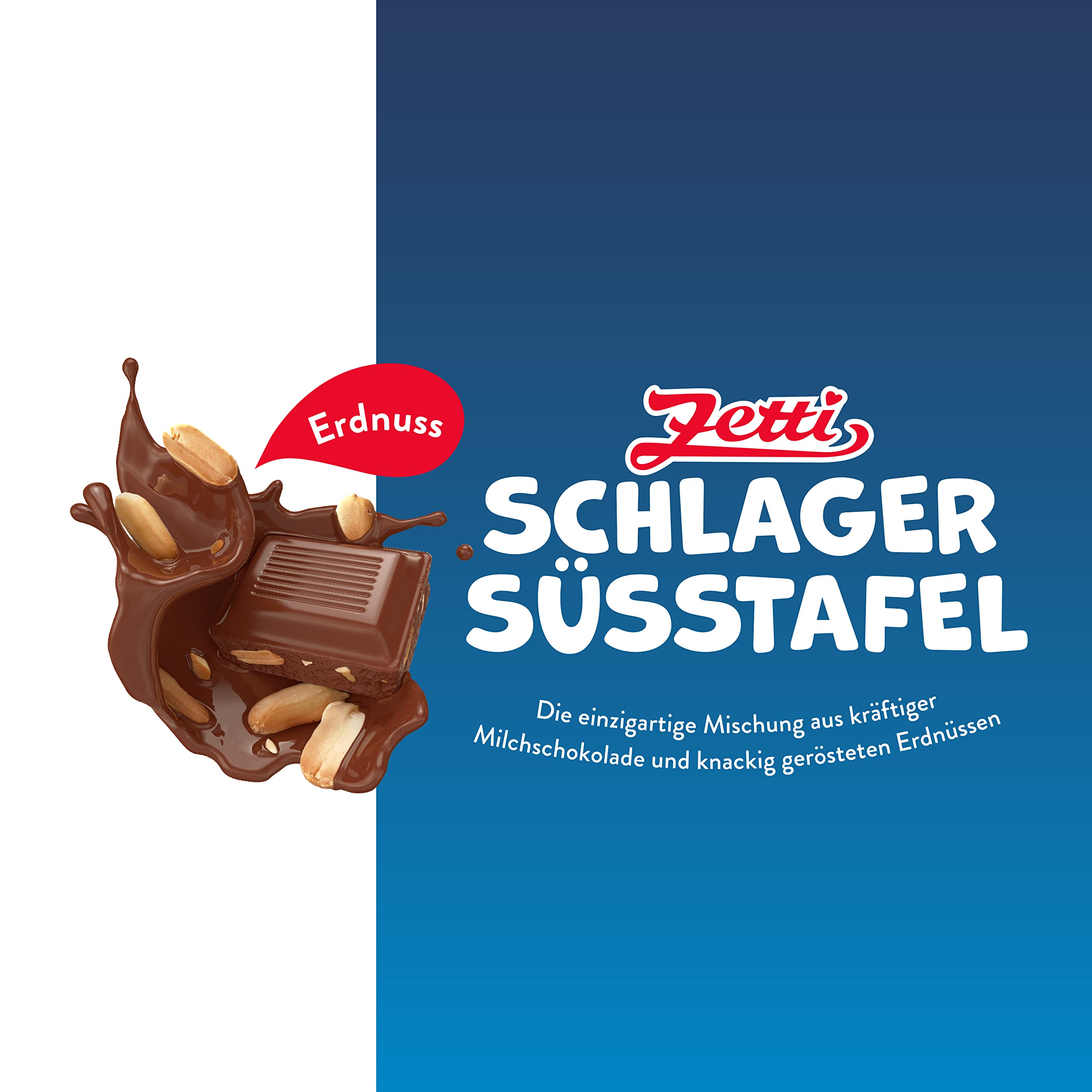 Zetti Schlager - Premium Schokolade mit gerösteten Erdnüssen – Knackige Schokolade mit Nüssen – Made in Germany 24 x 100g