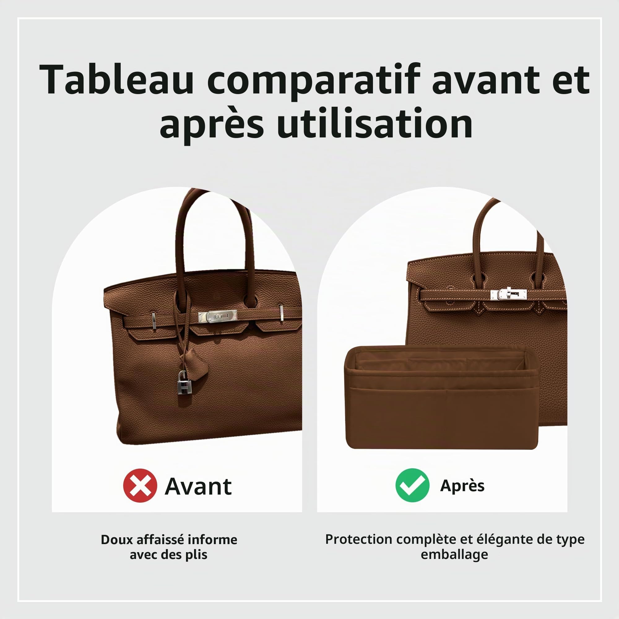 DGAZ Organisateur de Sac en Soie pour Hermes Birkin (30, Gold) | Soie Premium, Ultra Léger, Maintien de Forme Parfait, Protection Anti-rayure pour Sac de Luxe